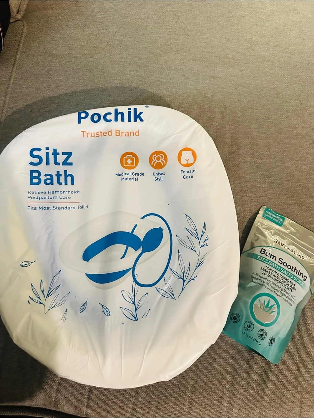 White and Blue Sitz Bath – Postpartum & Hemorrhoid Relief